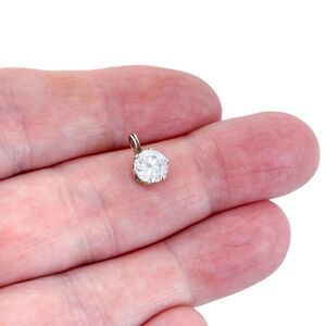 Estate Sterling Silver 925 Solitaire Cubic Zirconia Pendant